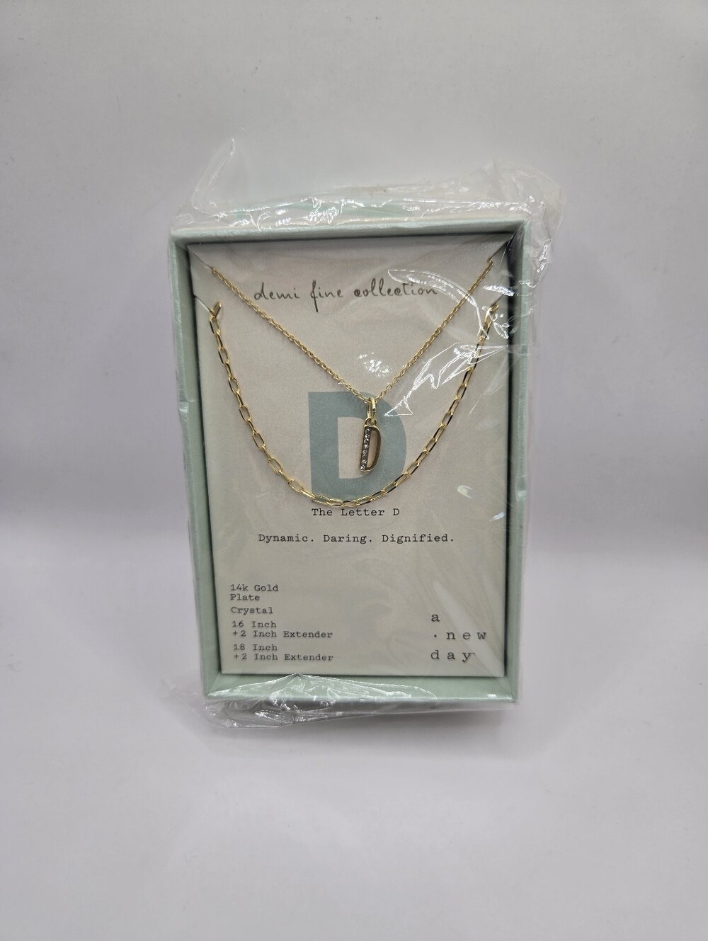 A New Day Letter D Layered Necklace Set 14K Gold Plated Crystal NWT